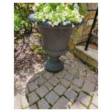 Black Resin Urn Planters with Floral Display