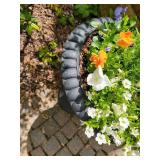 Black Resin Urn Planters with Floral Display