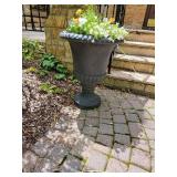 Black Resin Urn Planters with Floral Display