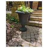 Black Resin Urn Planters with Floral Display