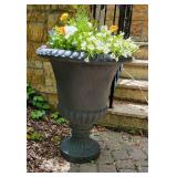 Black Resin Urn Planters with Floral Display