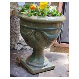 Olive Glazed Drape Outdoor Planter