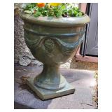 Olive Glazed Drape Outdoor Planter