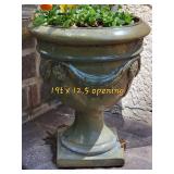 Olive Glazed Drape Outdoor Planter