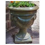 Olive Glazed Drape Outdoor Planter