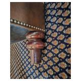 Handsome Tufted Leather Ottoman with Tack Boarders