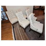 Restoration Hardware Cream Tufted Dining Chair Set
