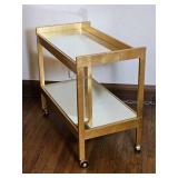 Fenton Mirrored Gold Gilt Bar Cart  Beveled Mirror Shelving