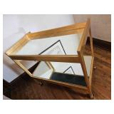 Fenton Mirrored Gold Gilt Bar Cart  Beveled Mirror Shelving