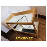 Fenton Mirrored Gold Gilt Bar Cart  Beveled Mirror Shelving