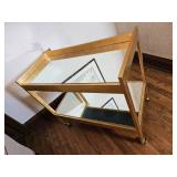 Fenton Mirrored Gold Gilt Bar Cart  Beveled Mirror Shelving
