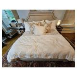 Charles P Rodger’s Taupe Upholstered King Bedframe with Tack Edgework