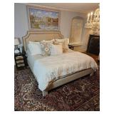 Charles P Rodger’s Taupe Upholstered King Bedframe with Tack Edgework
