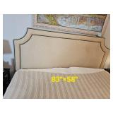 Charles P Rodger’s Taupe Upholstered King Bedframe with Tack Edgework