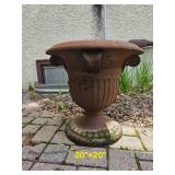 Cast Iron Footed Urn Panter with Ribbed Detailing