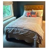 Pottery Barn Distressed Tufted Leather Full Headboard & Frame