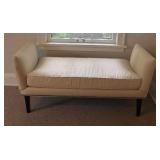 Taupe Cushioned Bench with Tack Trim