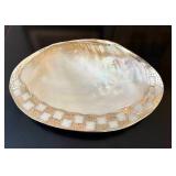 Large Gold-Accent Abalone Shell Footed Bowl