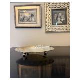 Large Gold-Accent Abalone Shell Footed Bowl