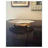 Large Gold-Accent Abalone Shell Footed Bowl