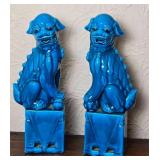Awesome Blue Glaze Ceramic Foo Dog Pair