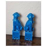 Awesome Blue Glaze Ceramic Foo Dog Pair