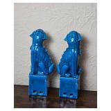 Awesome Blue Glaze Ceramic Foo Dog Pair