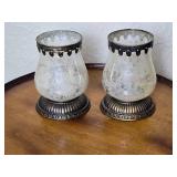 Art Deco Style Silver Plated Candleholder Pair