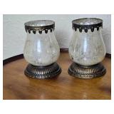 Art Deco Style Silver Plated Candleholder Pair