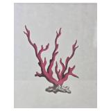 Striking Red Coral Botanical Print Pair in Mirrored Frames