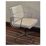 Chic White MCM Style Rolling Office Chair