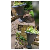 Black Resin Urn Planters with Floral Display