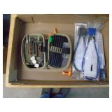 Flat of misc real Avid cleaning kit & gun locks. As shown.