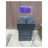 Emerson garage radio with speakers & remote. Works. As shown.