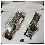 New His And Hers Geneva Watches Black Face Silver Band With Box