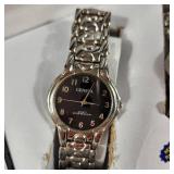 New His And Hers Geneva Watches Black Face Silver Band With Box