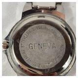 New His And Hers Geneva Watches Black Face Silver Band With Box