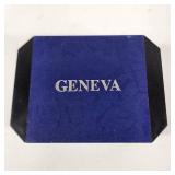 New His And Hers Geneva Watches Black Face Silver Band With Box