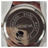 New His And Hers Geneva Watches Blue Face Silver Bands With Box