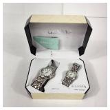 New His And Hers Geneva Watches White Face Silver Bands With Box