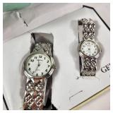 New His And Hers Geneva Watches White Face Silver Bands With Box