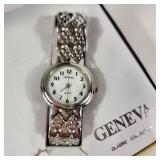 New His And Hers Geneva Watches White Face Silver Bands With Box