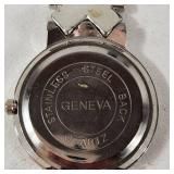 New His And Hers Geneva Watches White Face Silver Bands With Box