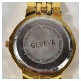 New His And Hers Geneva Watches Black Face Gold Bands With Box