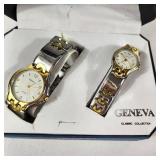New His And Hers Geneva Watches White Face Gold/Silver Band With Box