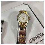 New His And Hers Geneva Watches White Face Gold/Silver Band With Box