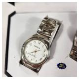 New His And Hers Geneva Watches White Face Silver Band With Box