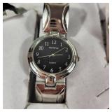 New His And Hers Geneva Watch Set Black Face Silver Band In Box