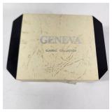 New His And Hers Geneva Watch Set Black Face Silver Band In Box