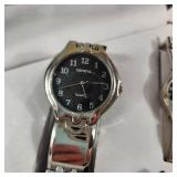 New His And Hers Geneva Watch Set Black Face Silver Band Quartz Stainless Steel Back